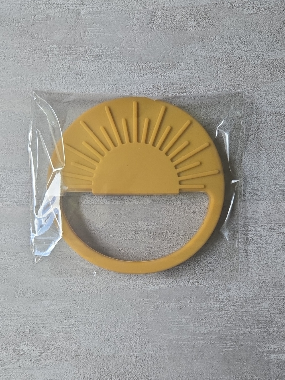 Boho Silicone Sun Teether Soft BPA-Free Baby Chew Toy Mustard Yellow Teeth Ring